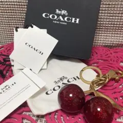 タグ付き未使用美品コーチCOACH チェリーキーホルダー レッド本物さくらんぼ チェリー バッグチャーム】COACH ☆ さくらんぼ キーチェーン (Coach