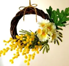 フェイクフラワーリース ミモザ フェイクフラワリース リース