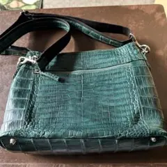 クロコダイル型押し ショルダーバッグ グリーン