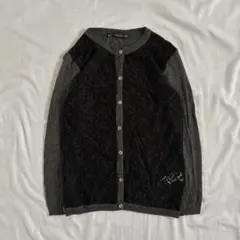 ZARA 異素材切替 ニットカーディガン レース キレイめカジュアル モード