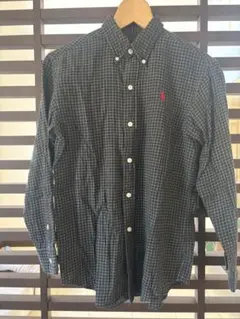【美品/90s】ポロ ラルフローレン ボタンダウンシャツブラック×ホワイト150