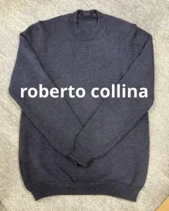 roberto collina クルーネックニットセーター 紺色 ウール100%