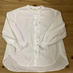 ゆべし×サマンサモスモス　フリル付きホワイトシャツ 長袖