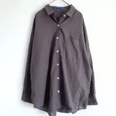 コットンシャツ ブラウン 長袖 重ね着 羽織り 綿100% 無地 ルーズサイズ