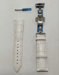 汎用レザーベルト白　24mm ガガミラノマニュアーレ48mm等に