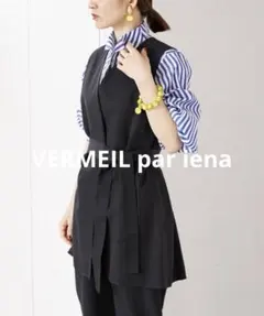 新品 VERMEIL par iena【リュンヌ】リボン プリーツブラウス 赤系