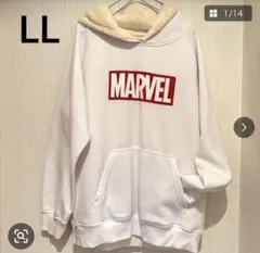 MARVEL ロゴパーカー ホワイト LL モコモコボア　裏ボア