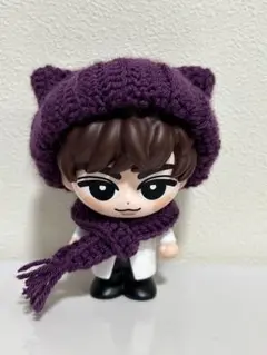 【52】Snow Man すのチルぬいソフビ　猫耳ニット帽子 マフラー付き　紫色