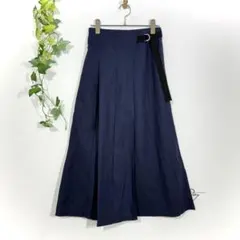 マジェスティックレゴン ロングフレアスカート ネイビー(F)ウエストゴム