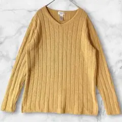 Vネック リブニット マスタード ゆるシルエット 春ニット S