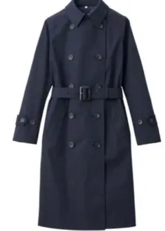 無印良品 撥水綿混トレンチコート ネイビー S ベルト付き