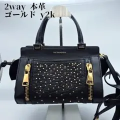 2WAY スエード 本革 y2k スタッズ ショルダー ハンドバッグ イタリア製