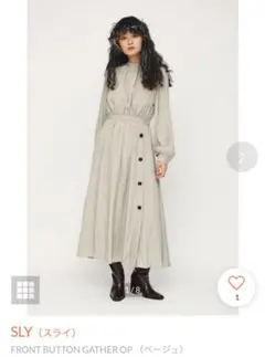 SLY FRONT BUTTON GATHER OP ベージュ ワンピース 春