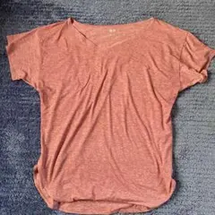 UNIQLO エアリズムシームレスVネックロングT(半袖)RED