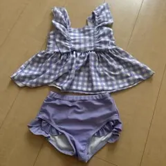 branshes 女の子用セパレート水着セット（紫・ギンガムチェック）120cm