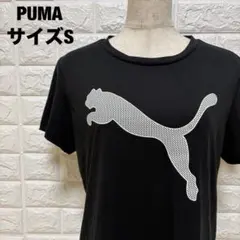 PUMAブラック ビッグロゴTシャツ S スポーツウェア カジュアル【1592】