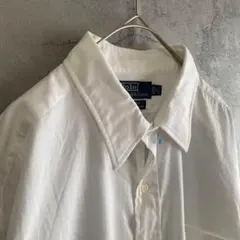 90’s ラルフローレン 古着 長袖シャツ 無地 白色 アメリカ輸入 ホワイト