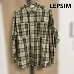 LEPSIMチェックシャツ ベージュ系　イエロー系　フリーサイズ　長袖のサムネイル