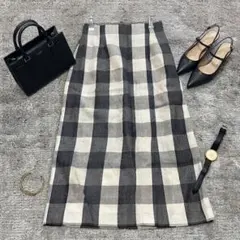 【ROPE PICNIC】リネン混 ビックチェック アイラインスカートのサムネイル