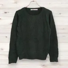 O0637【ロユタ】ニット セーター（M）長袖プルオーバー 編込み コットン混