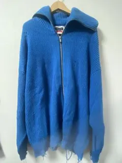 MAISON SPECIAL 青 ジップアップセーター