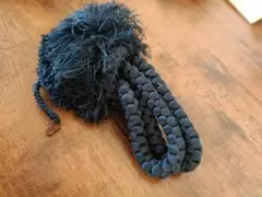 中古長期自宅保管ダークブルー ポンポン付き帯締め