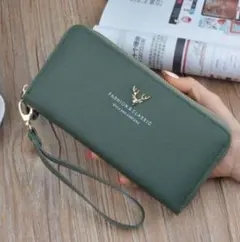 中が見やすい 長財布◆ 財布 大容量 ジップアラウンド カード入れ ストラップ