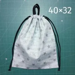 体操着袋 40×32 英字＆ラメ星柄 薄グレー