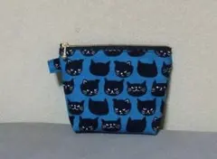 【ハンドメイド】黒猫プリントポーチ