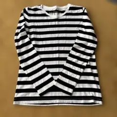 無印良品 M 白黒ストライプ 長袖Tシャツ