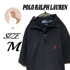 【人気商品】ポロバイラルフローレン　ブラック　赤刺繡　メンズ　ポロシャツＭ