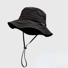 アウトドアハット 帽子 ブラック 軽量 UVカット 防水 男女兼用 あご紐付き