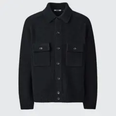 ユニクロU ラムニットジャケット L 黒