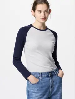 UNIQLO ソフトリブT/ラグラン　M