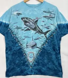Liquid Blue（リキッドブルー）サメ柄 タイダイ Tシャツ Lサイズ