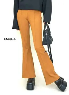 EMODA フレアリブパンツ パネルパターンフレアパンツ 伸縮素材 Fのサムネイル