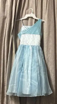 キッズドレス 160 ブルー ワンショルダー かわいい おしゃれ