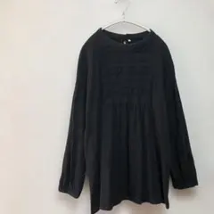 【SEASON REASON】ブラック 長袖 ブラウス レースディテール L