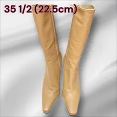 a0661 ロングブーツ　レザー　茶系　ヒール高め　22.5㎝　ヒール　10㎝のサムネイル
