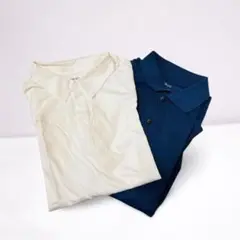 美品UNIQLO × Theory ホワイト ドライカノコ ブルーポロシャツ2枚