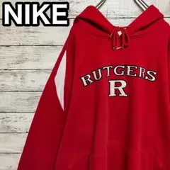 1108【希少XLサイズ】ナイキ♤刺繍ビッグロゴ　90s 起床　パーカー入手困難