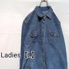 K89【US輸入】リーバイス　デニムシャツジャケット【レディースL】
