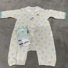 MIKIHOUSE水玉模様ロンパース 靴下付き