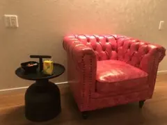 チェスターフィールド 1人掛けソファ ピンク