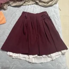 クラシカル フレアスカート レース 赤