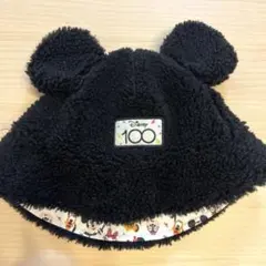 アカチャンホンポ ディズニー100周年 耳付きボアハット ブラック 50cm