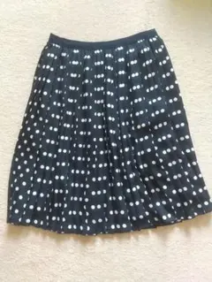 ユニクロ★シフォンプリーツプリントスカート Mサイズ ネイビー ドット柄