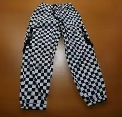 WEGOパンツ　カーゴパンツ　フリーサイズ　白黒チェック　市松模様