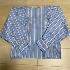 SALOON カットソー ストライプ　バルーン袖 Mサイズ