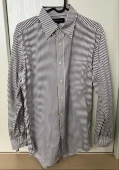 ユニクロ UNIQLO ワイシャツビジネスシャツ ストライプ ファインクロス M